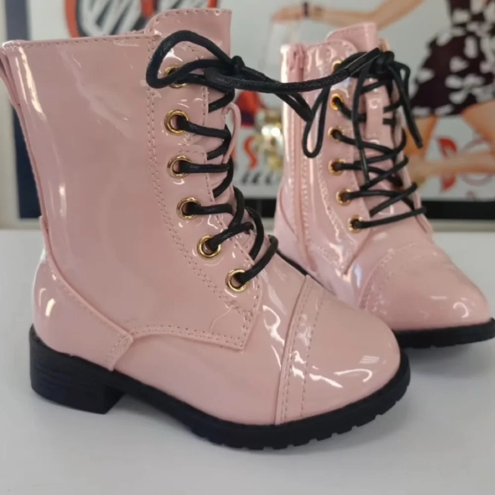 Pink Lace-Up Baby/Girl Boots